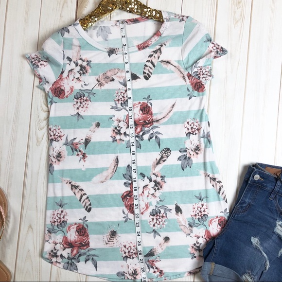 ❗️Last 1! Small Striped Floral Boho Vibes Top - Picture 6 of 6